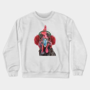 Grey, holiday chicken with earmuffs Crewneck Sweatshirt